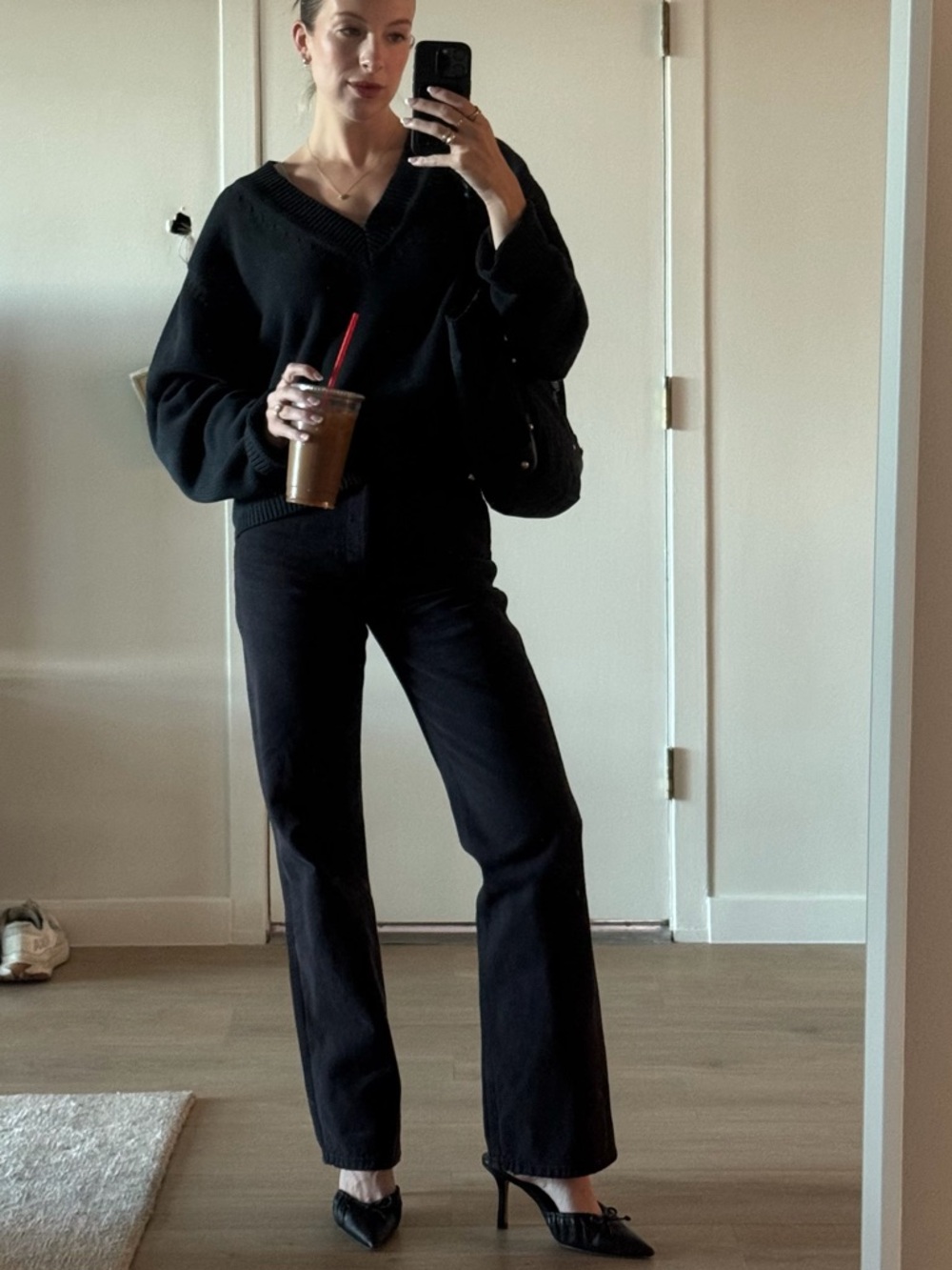 Re Done High-Rise Straight Jeans in Black